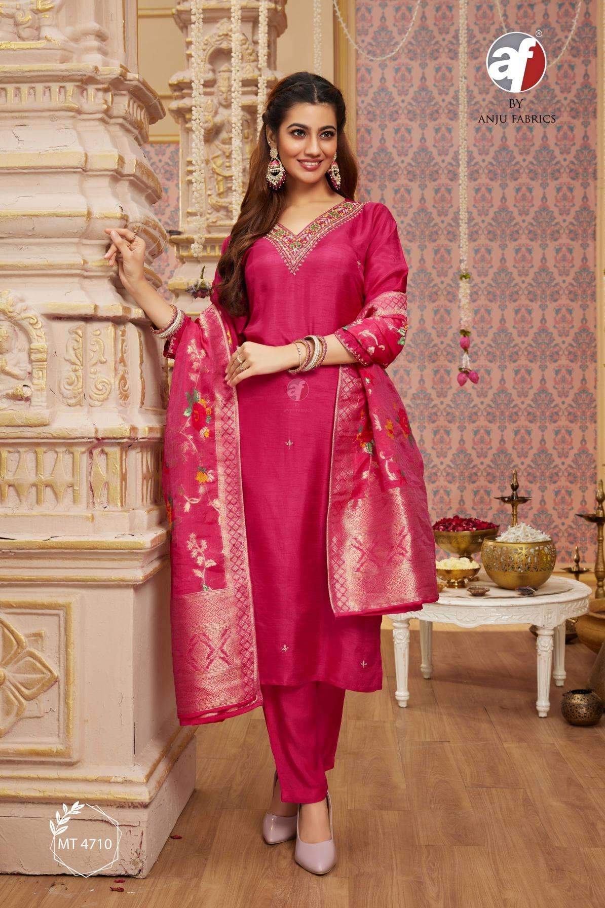 anju fab mt 4710 dola silk readymade designer combo set in wholesale surat