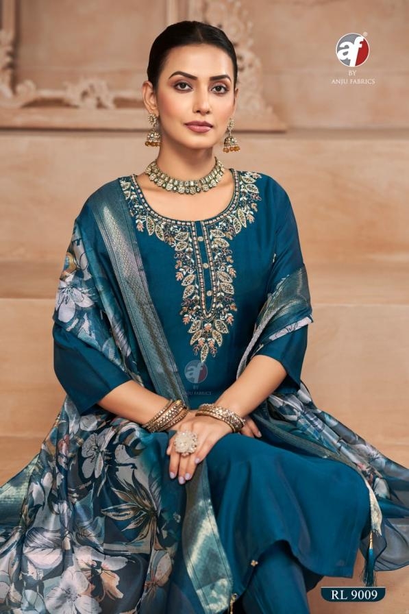anju fab rl 9009 roman silk readymade combo set suit in wholesale surat