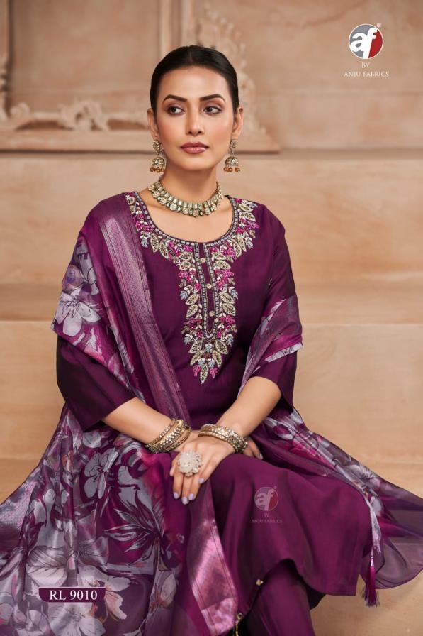 anju fab rl 9010 roman silk stylish readymade combo suit in wholesale surat
