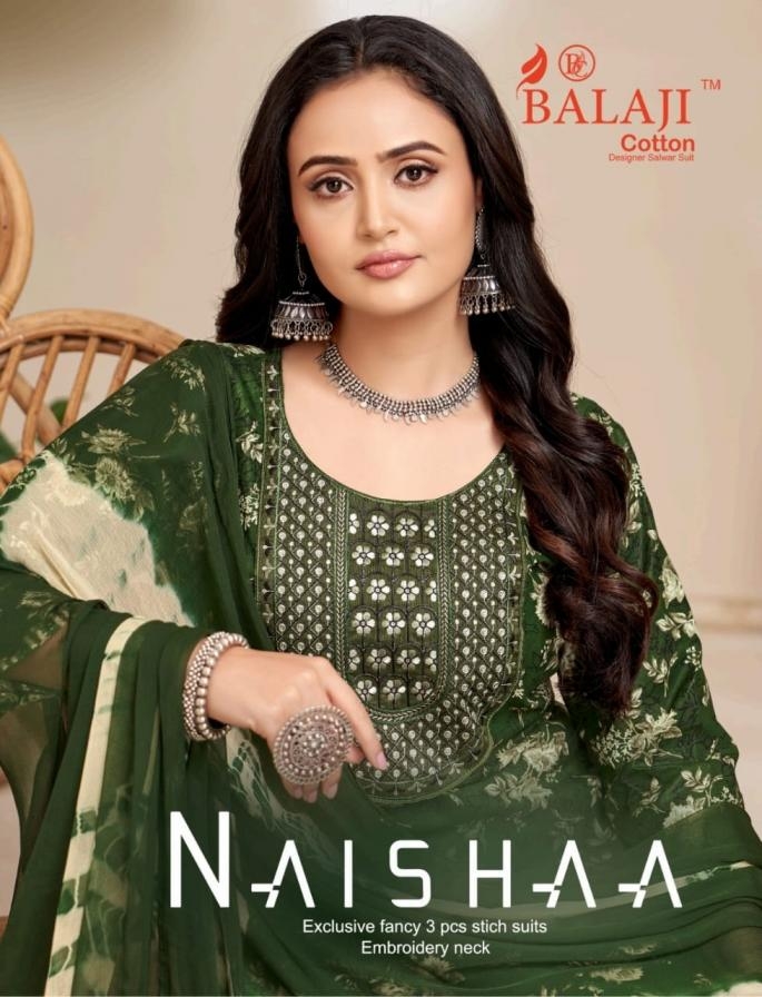 balaji cotton naishaa series 1001 to 1008 readymade gram cotton casual suit in wholeslae surat
