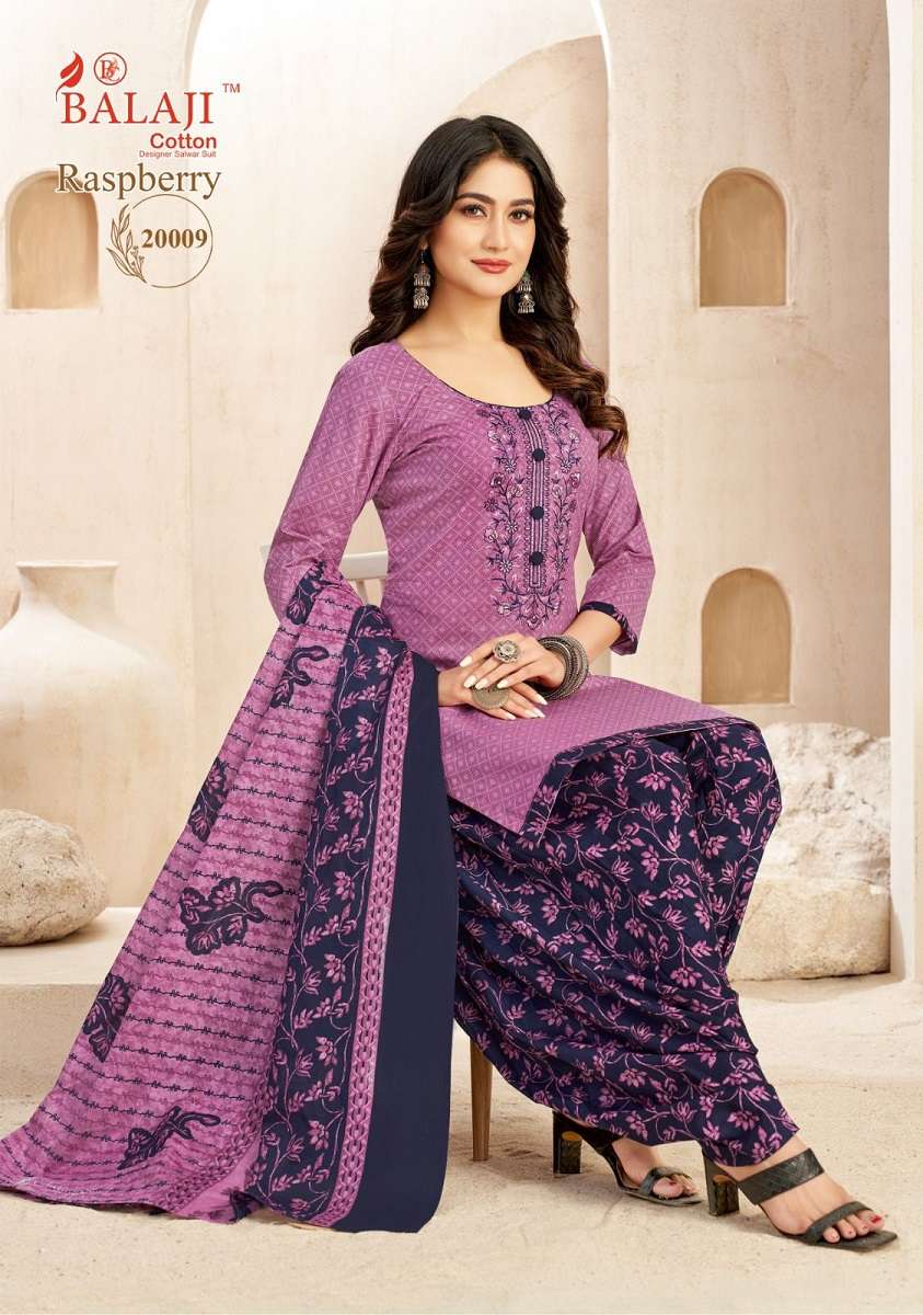 Balaji Raspberry Vol-20 series 20001 to 20012 Pure Cotton Printed With Embroidery salwar kameez in wholesale surat