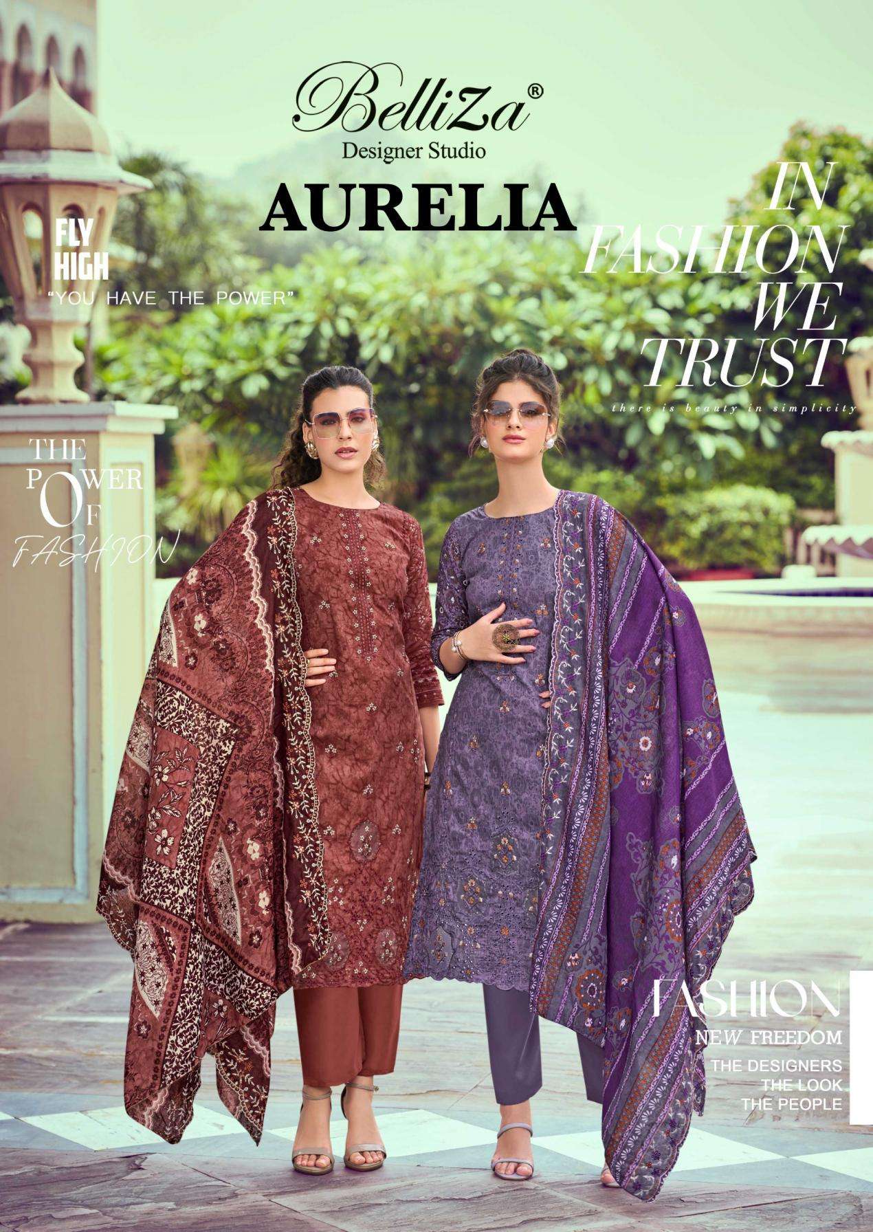 belliza designer aurelia series 895001 to 895006 cotton readymade plus size pakistani suits in wholesale surat