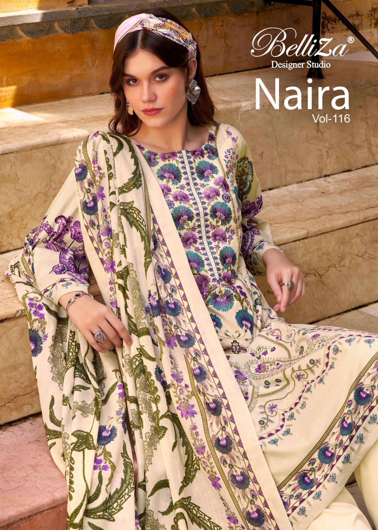 belliza designer naira vol 116 series 899001 to 899008 cotton pakistani readymade plus size suits in wholesale surat