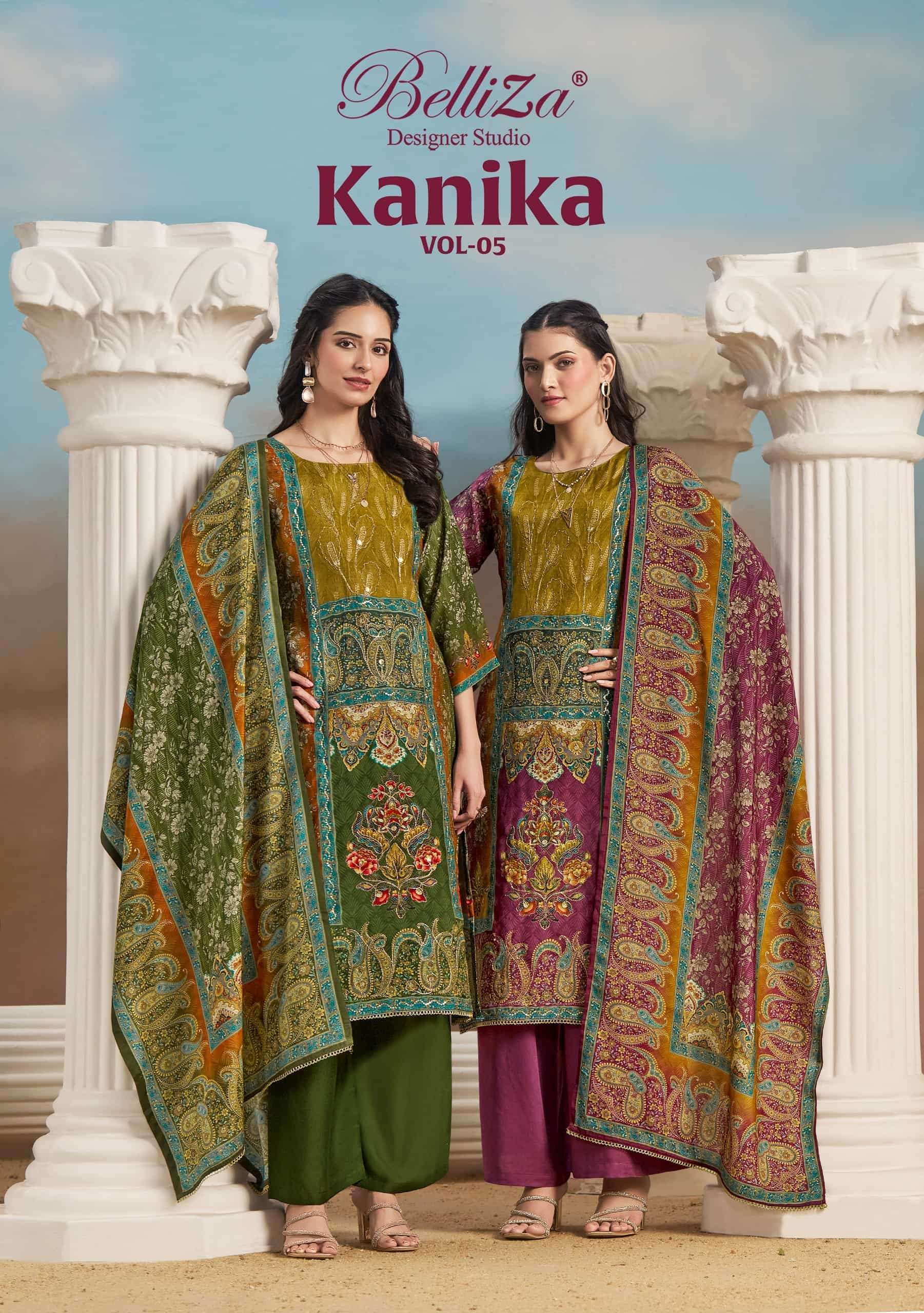 Belliza Kanika Vol 5 series 885001 to 885003 Digital Printed Muslin salwar kameez in wholesale surat