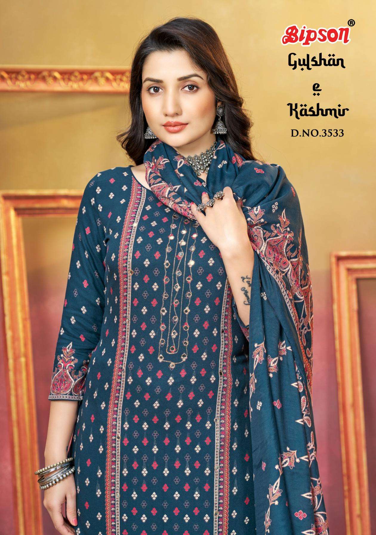 bipson prints gulshan e kashmir 3533 viscose pashmina winter salwar kameez in wholesale surat