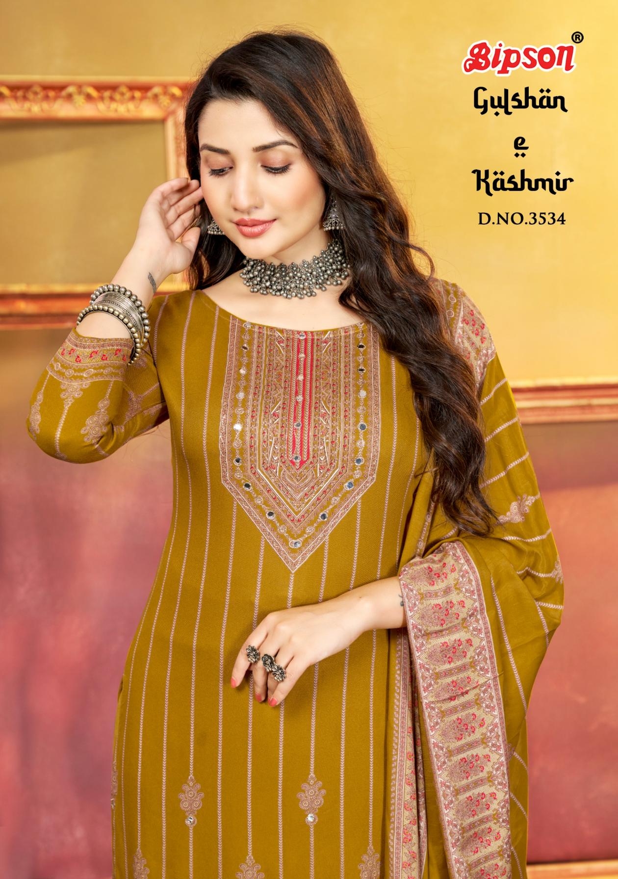 bipson prints gulshan e kashmir 3534 viscose pashmina winter suit in wholesale surat