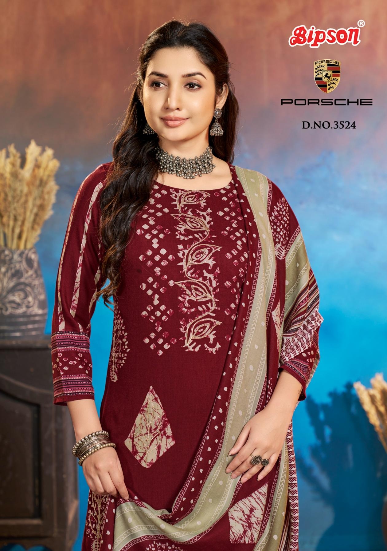bipson prints porsche 3524 viscose pashmina daily wear suits in wholesale surat