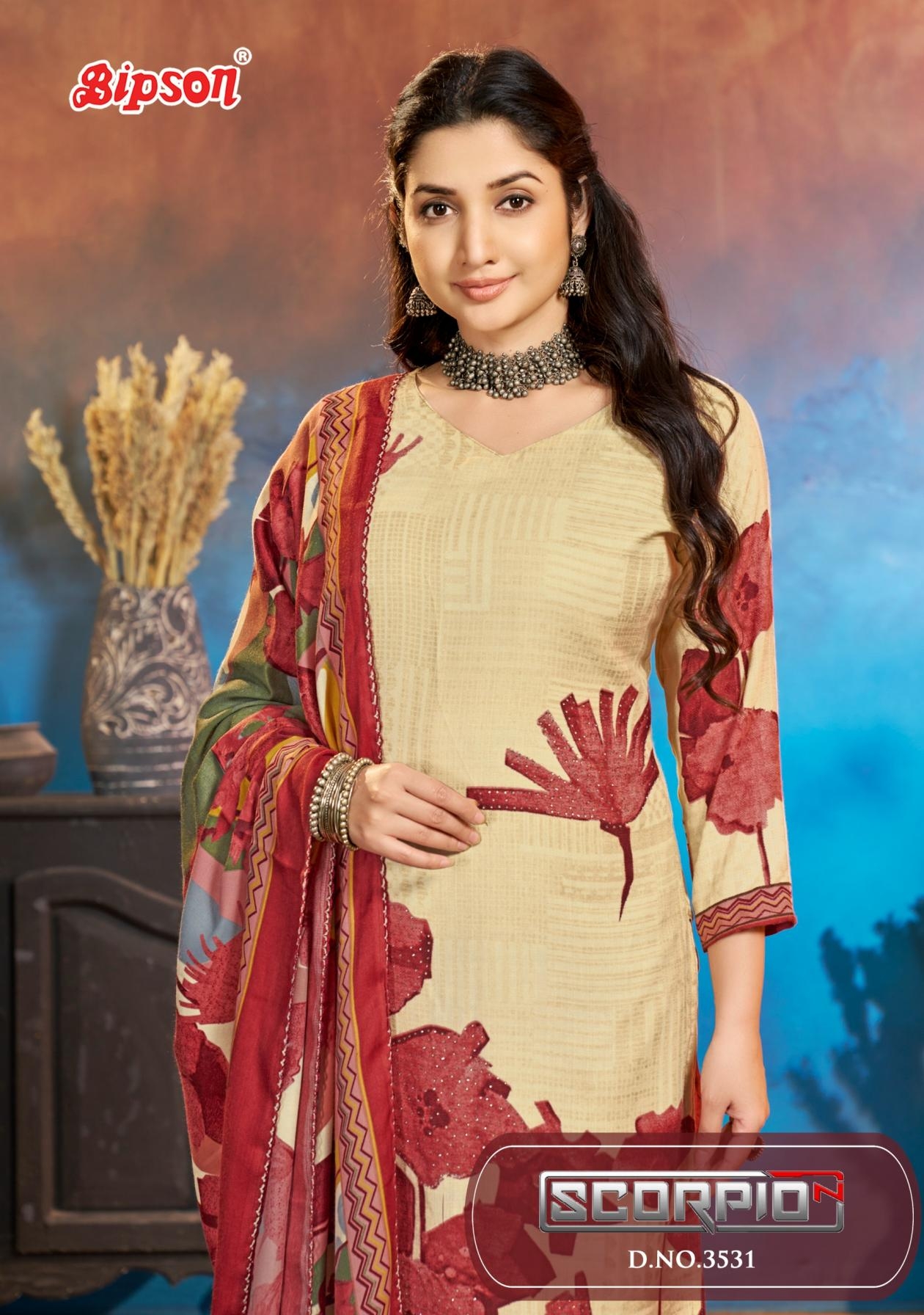 bipson prints scorpio 3531 casual wear woollen pashmina salwar kameez in wholesale surat