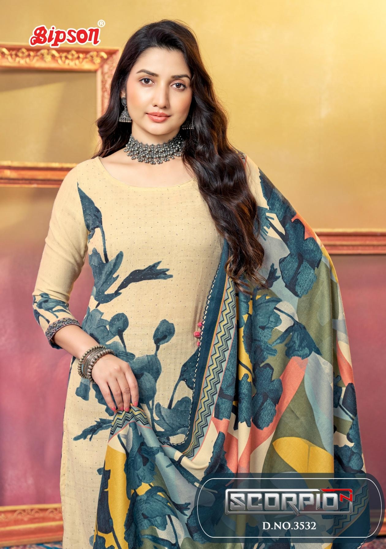 bipson prints scorpio 3532 casual wear woollen pashmina salwar kameez in wholesale surat