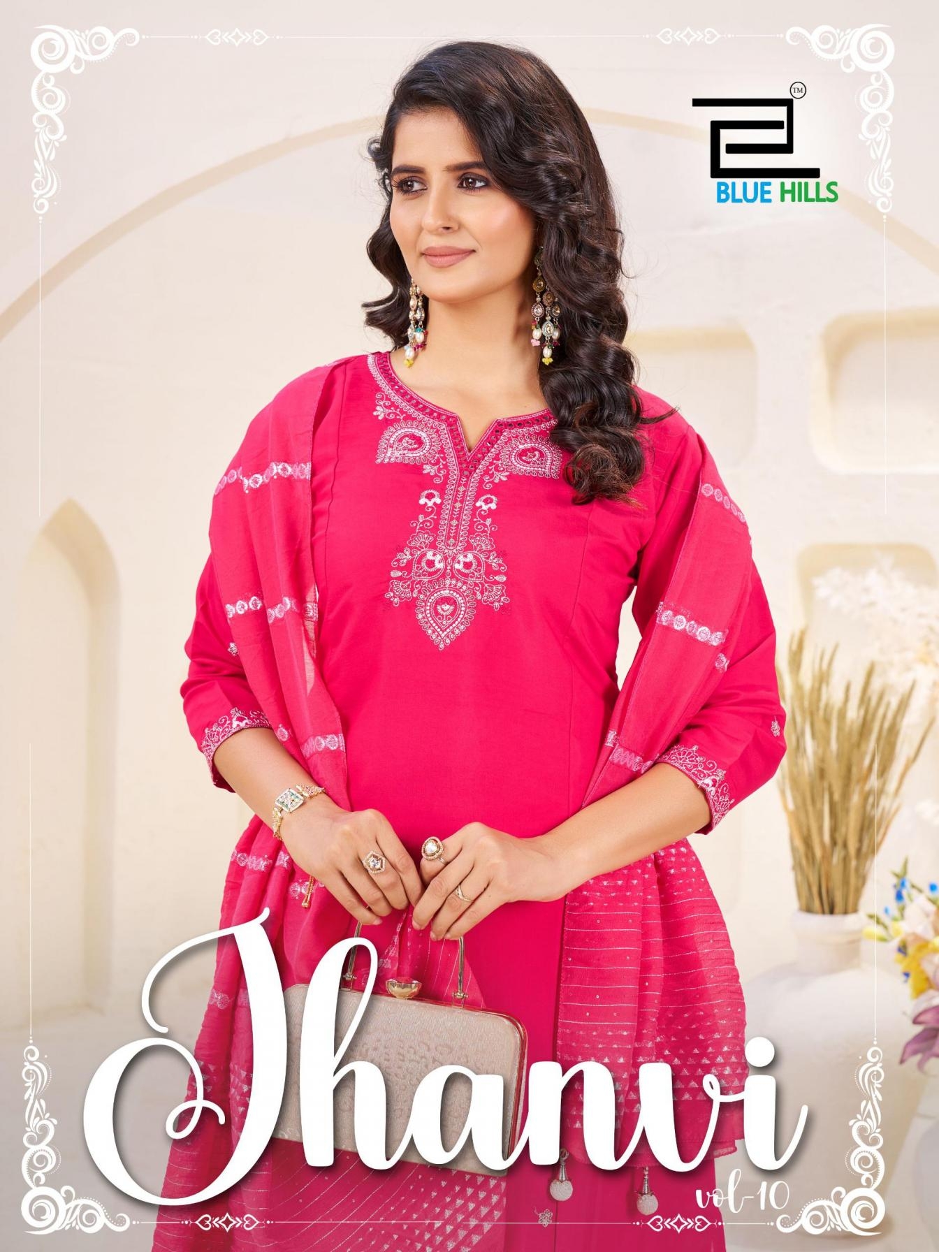 blue hills jhanvi vol 10 series 10101 to 10104 roman silk readymade casual plus size suit in wholesale surat