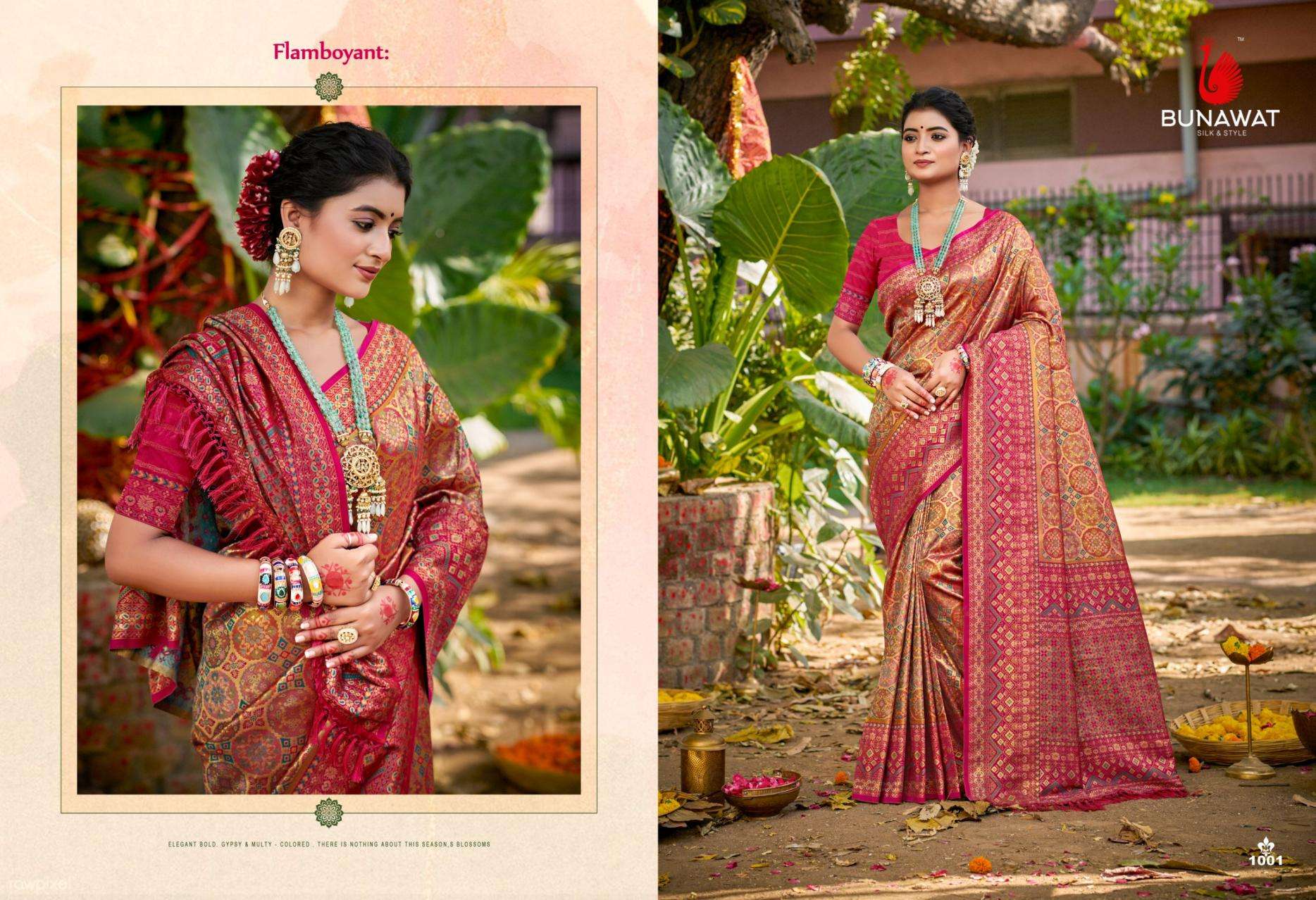 BUNAWAT Chaturi Silk VOL-05 series 1001 to 1004 Dharmavaram Silk Woven Work Traditional Saree in wholesale surat