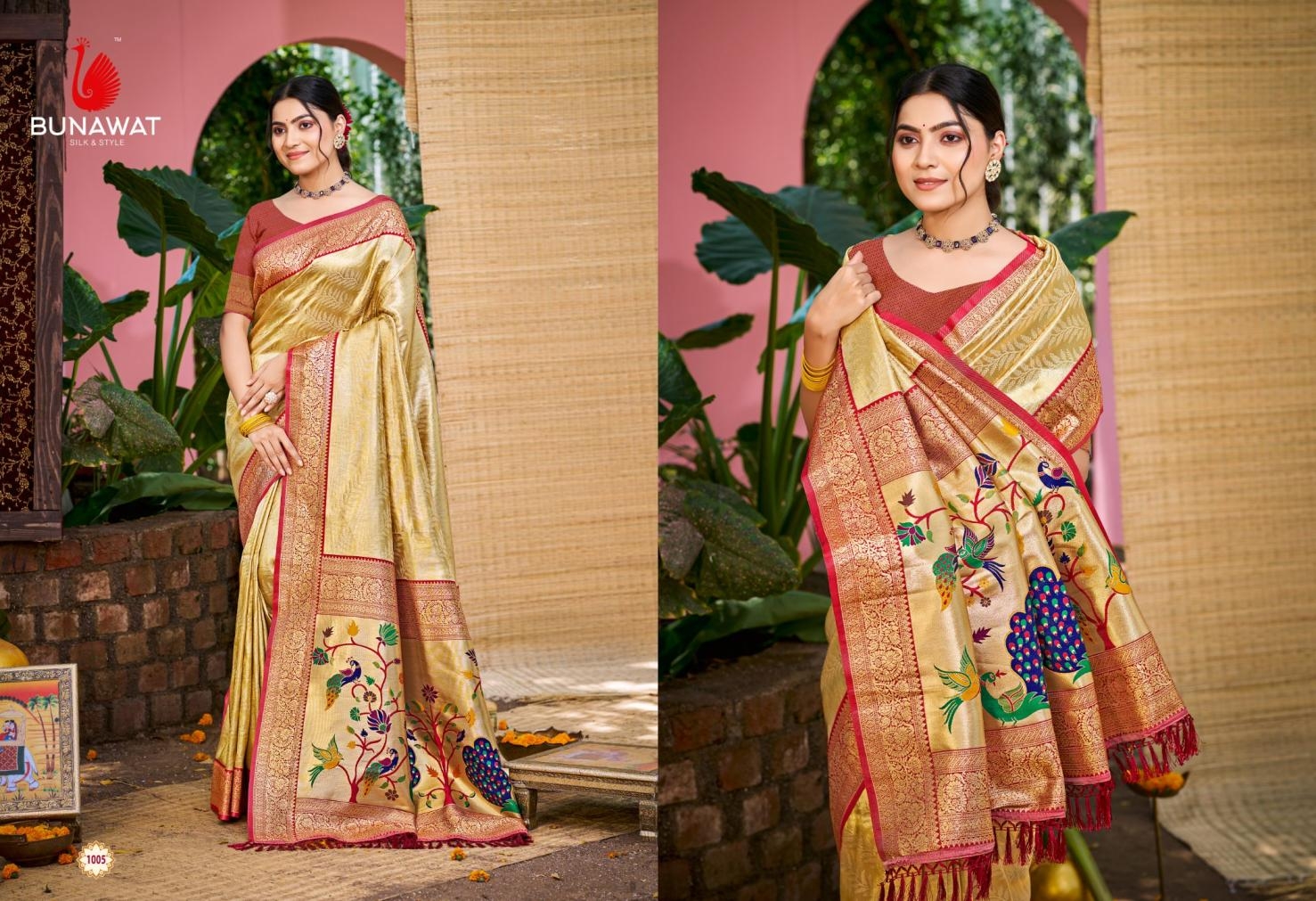 Bunawat Devyani series 1001 to 1006 SIlk Sangam Prints Kanjivaram Silk Woven Work Traditional Saree in wholesale surat