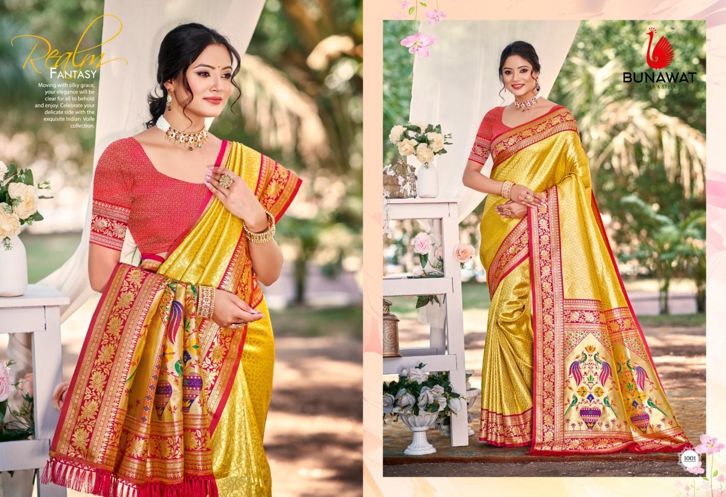 Bunawat Devyani SIlk-04 series 1001 to 1006 Sangam Prints Kanjivaram Silk Woven Work Traditional Saree in wholesale surat