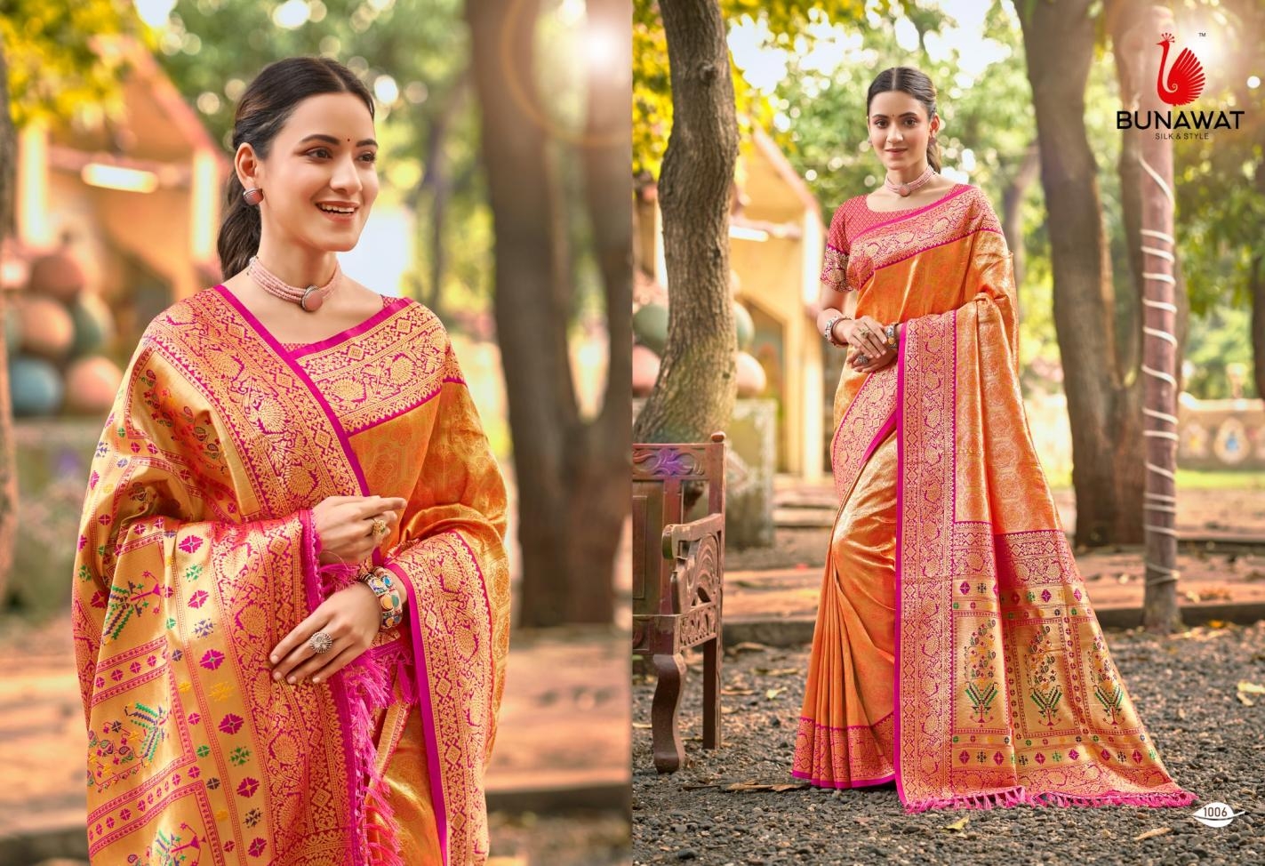 Bunawat Devyani SIlk-06 series 1001 to 1006 Sangam Prints Kanjivaram Silk Woven Work Traditional Saree in wholesale surat