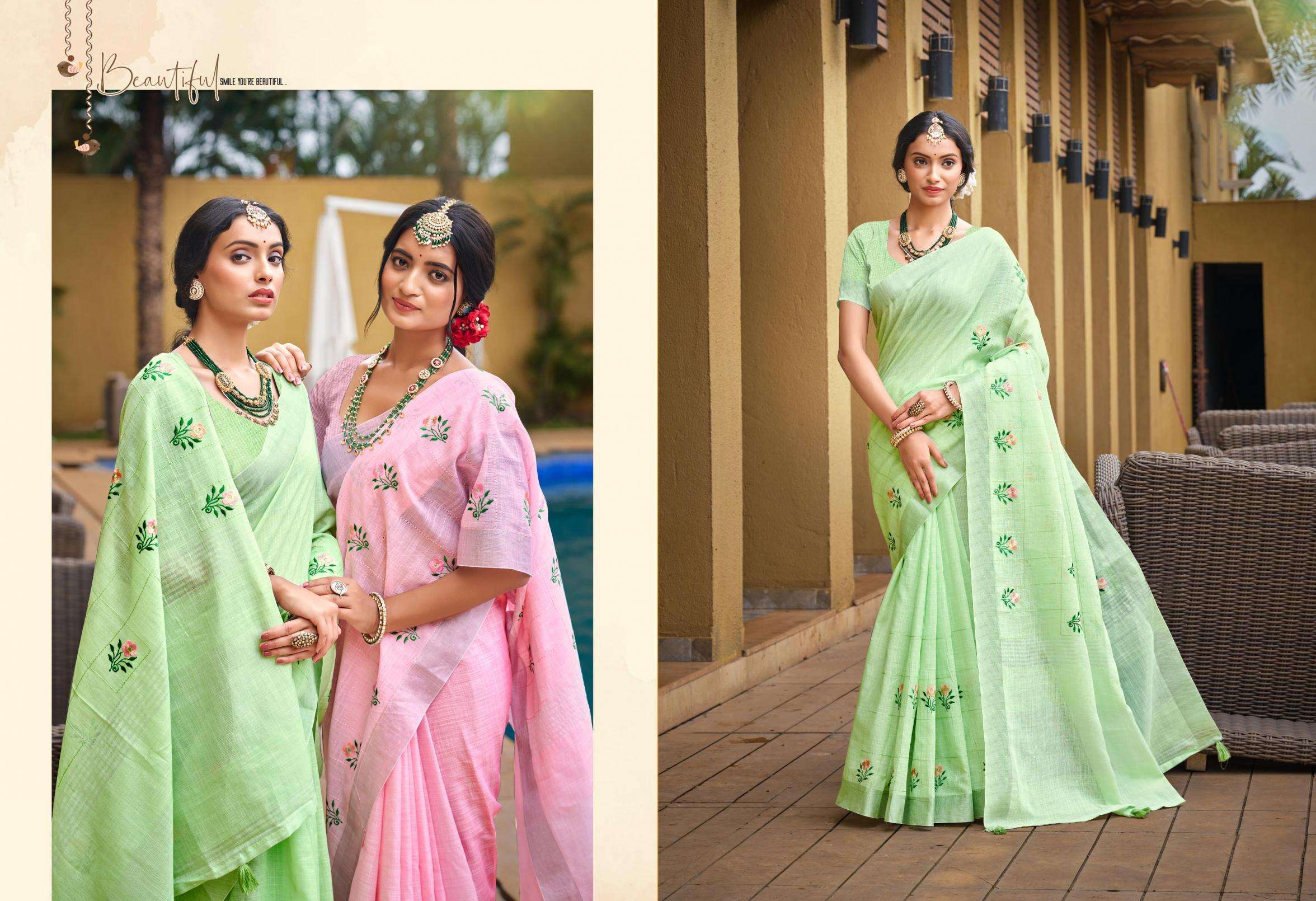 Bunawat Parichay Sangam Prints Linen Woven Work Traditional Saree in wholesale surat