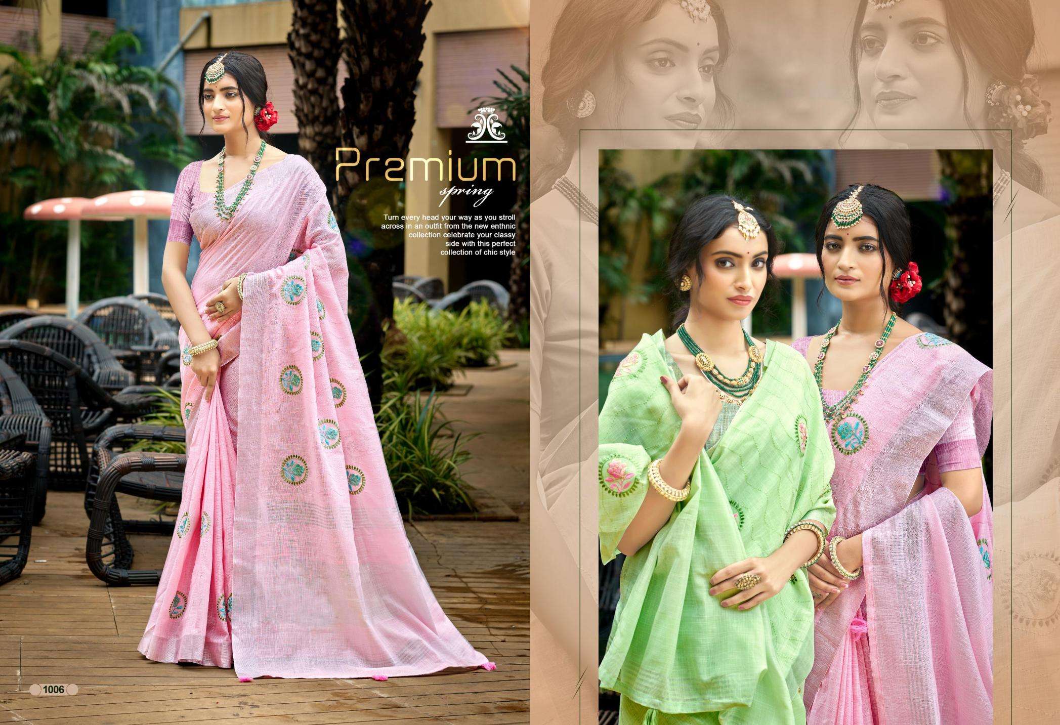 Bunawat Pramukh series 1001 to 1006 Sangam Prints Linen Woven Work Traditional Saree in wholesale surat