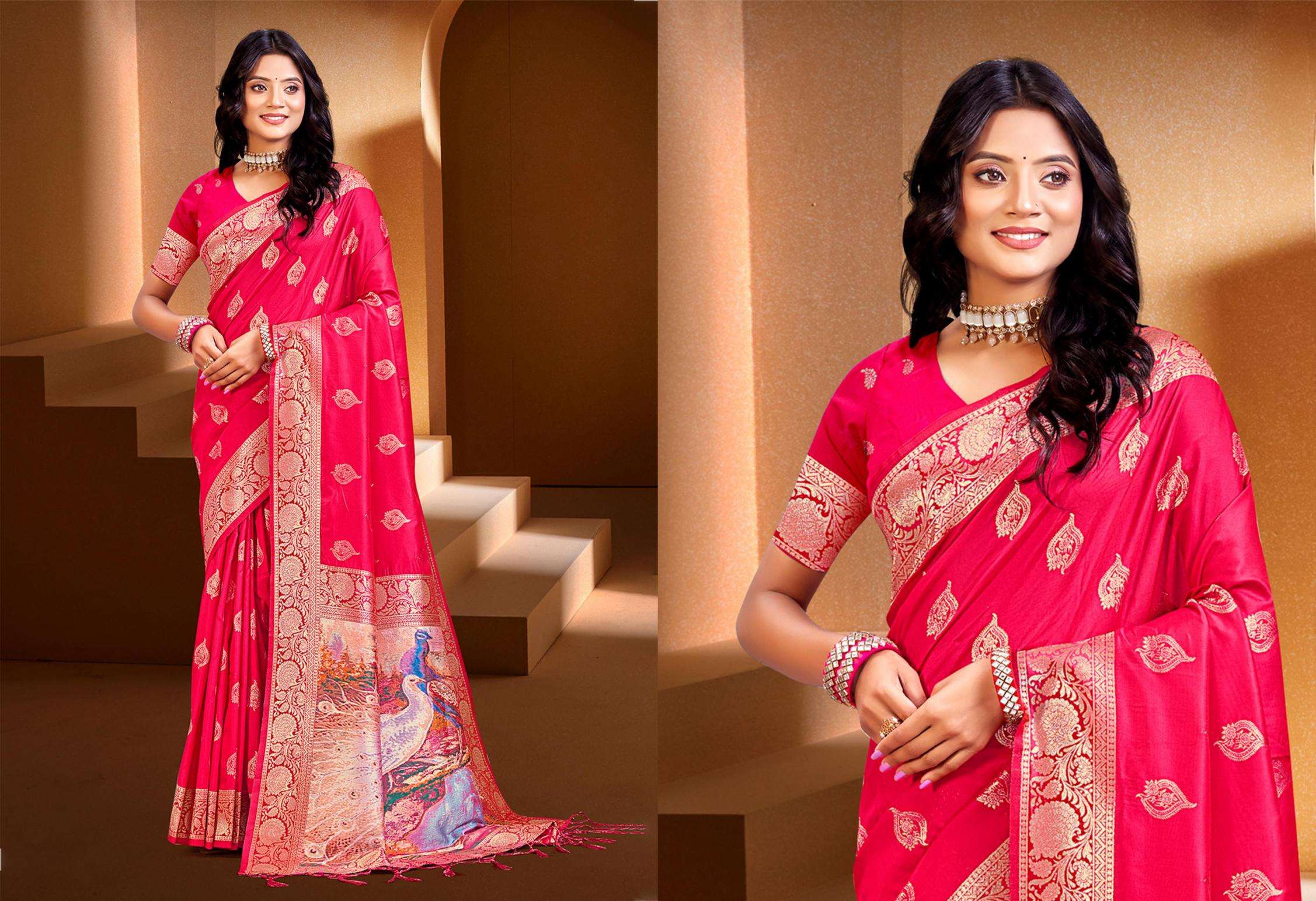 Bunawat Prime Silk-04 Sangam Prints Silk With Digital Pallu Woven Work saree in wholesale surat