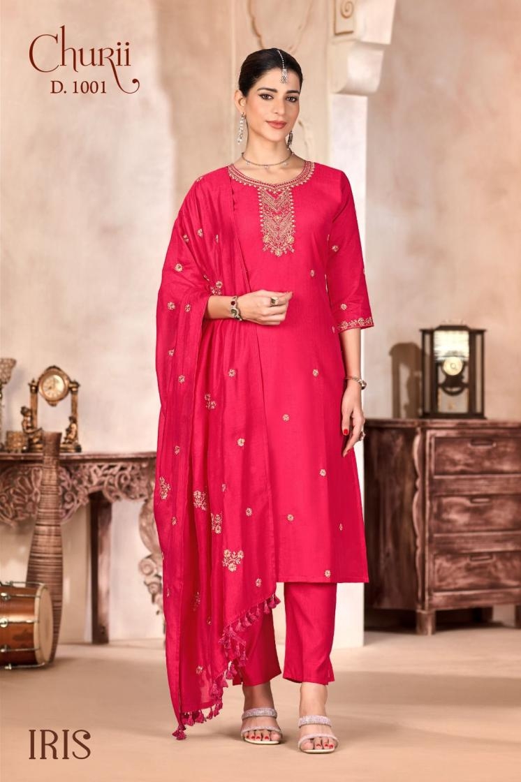churii iris series 1001 to 1006 viscose vatican combo set readymade pretty suit in wholesale surat