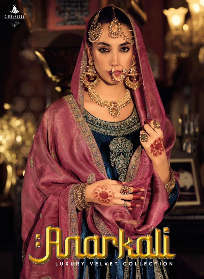 cindrella anarkali series 10811 to 10816 viscose velvet traditional winter salwar kameez in wholesale surat