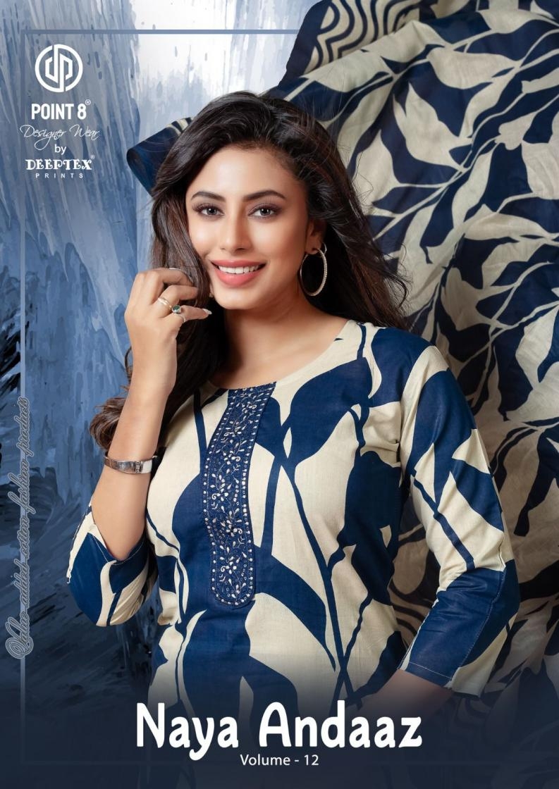 deeptex point 8 naya andaaz vol 12 series 1201 to 1210 cotton readymade unique big size suit in wholesale surat