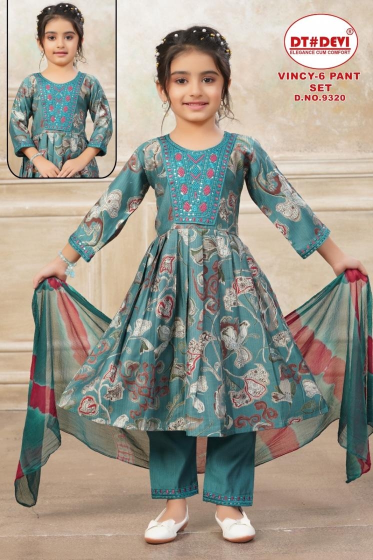 dt devi vincy vol 6 berlin silk 9320 readymade combo kids suit in wholesale surat