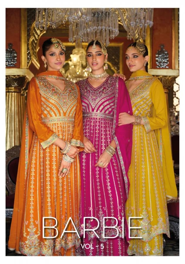 eba lifestyle barbie vol 5 series 1926 to 1929 readymade exclusive designer chinon plazzo suit in wholesale surat