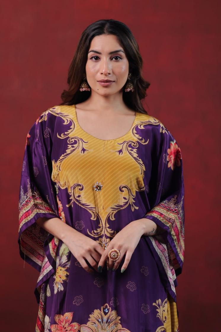 ekatra crape kaftan hit design readymade viscose natural kurti with pant in wholesale surat