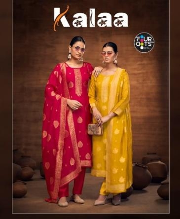 fourdots kalaa series 1691 to 1694 weaving organza silk jacquard advanced functional salwar kameez in wholesale surat