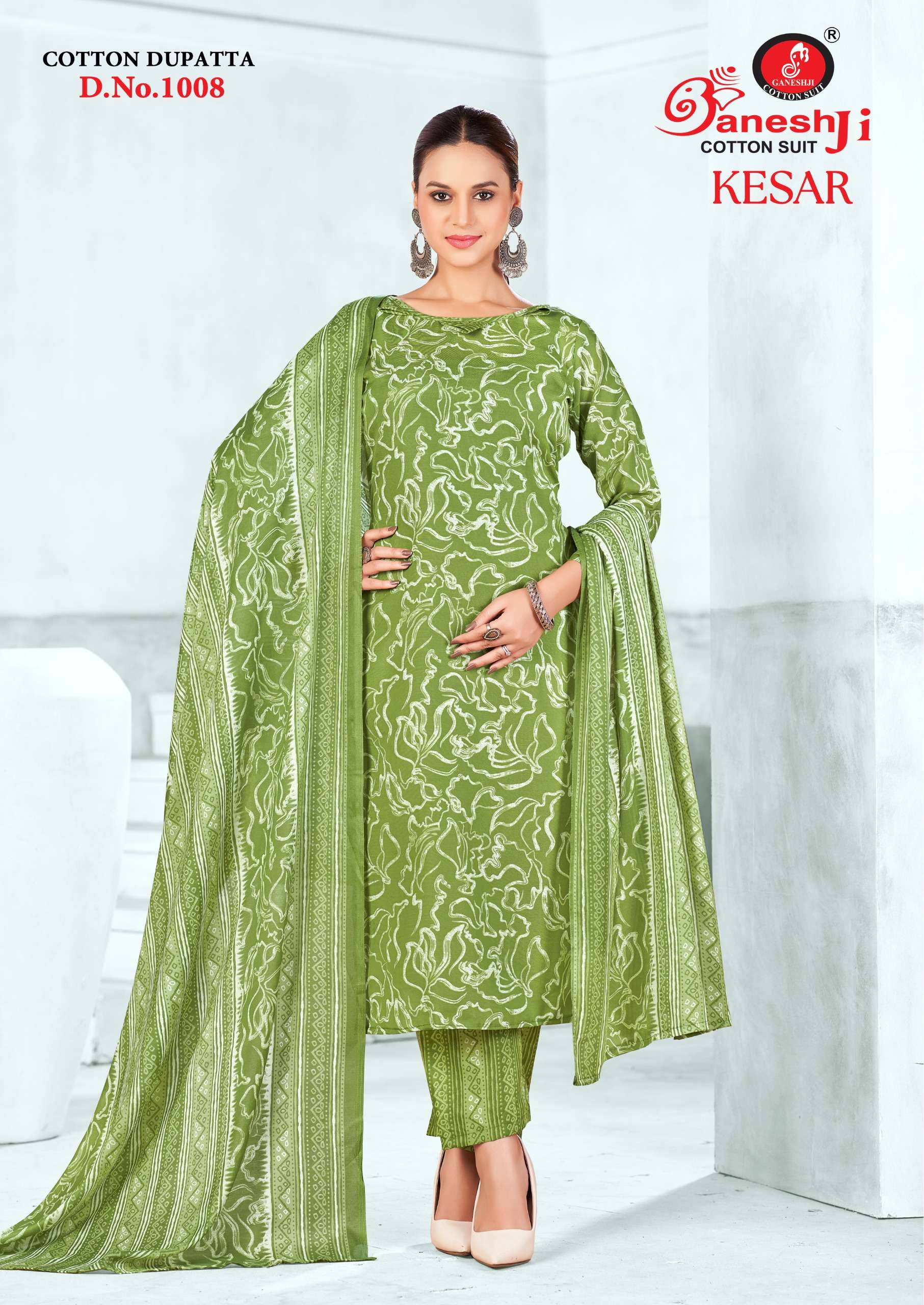 Ganeshji Kesar Vol-01 series 1001 to 1010 Heavy Soft Cotton Printed salwar kameez in wholesale surat