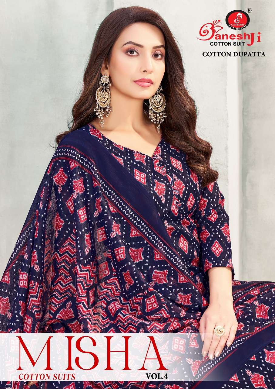 Ganeshji Misha Vol-4 series 4001 to 4010 Soft Cotton Printed salwar kameez in wholesale surat