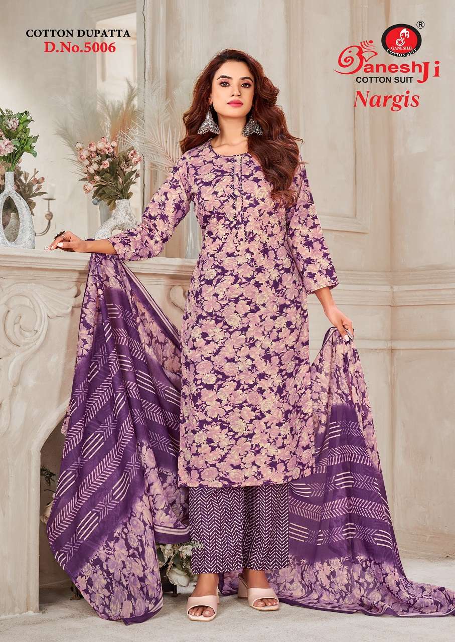 Ganeshji Nargis Vol-5 series 5001 to 5010 Heavy Soft Cotton Printed salwar kameez in wholesale surat