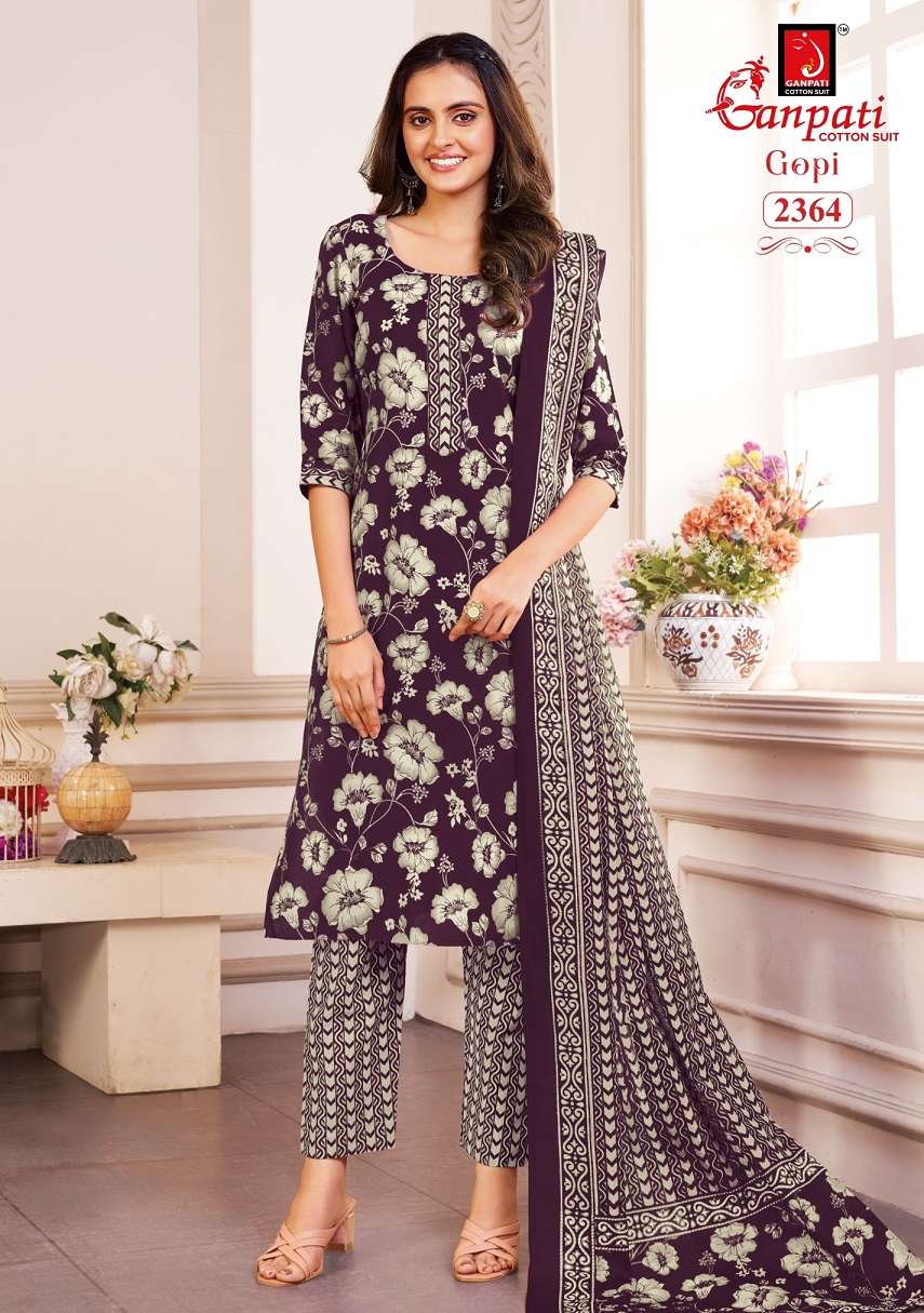 Ganpati Gopi Vol-12 series 2351 to 2365 Heavy Cotton Printed Pant Style salwar kameez in wholesale surat