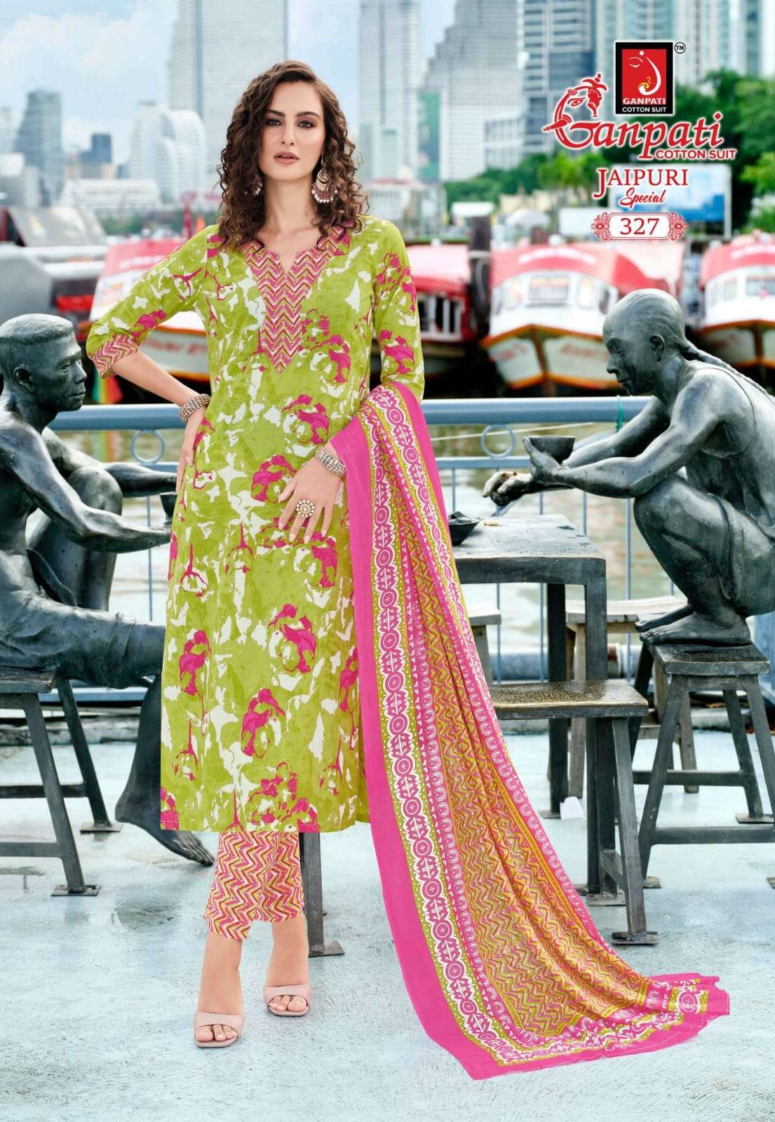 Ganpati Jaipuri Special Vol-16 series 326 to 340 Heavy Cotton Printed salwar kameez in wholesale surat