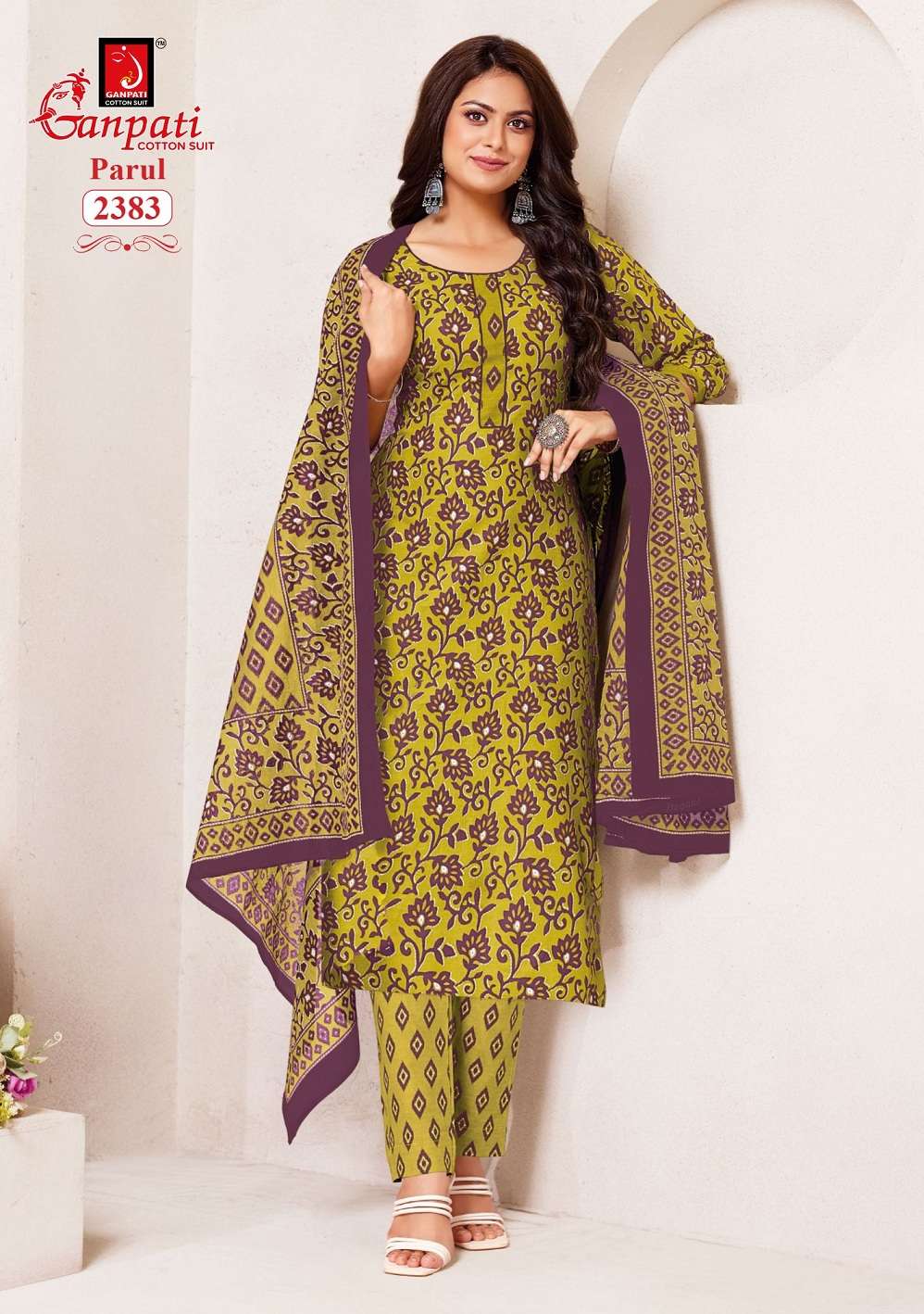 Ganpati Parul Vol-12 series 2381 to 2395 Pure Cotton Printed Kurti Pant With Dupatta in wholesale surat