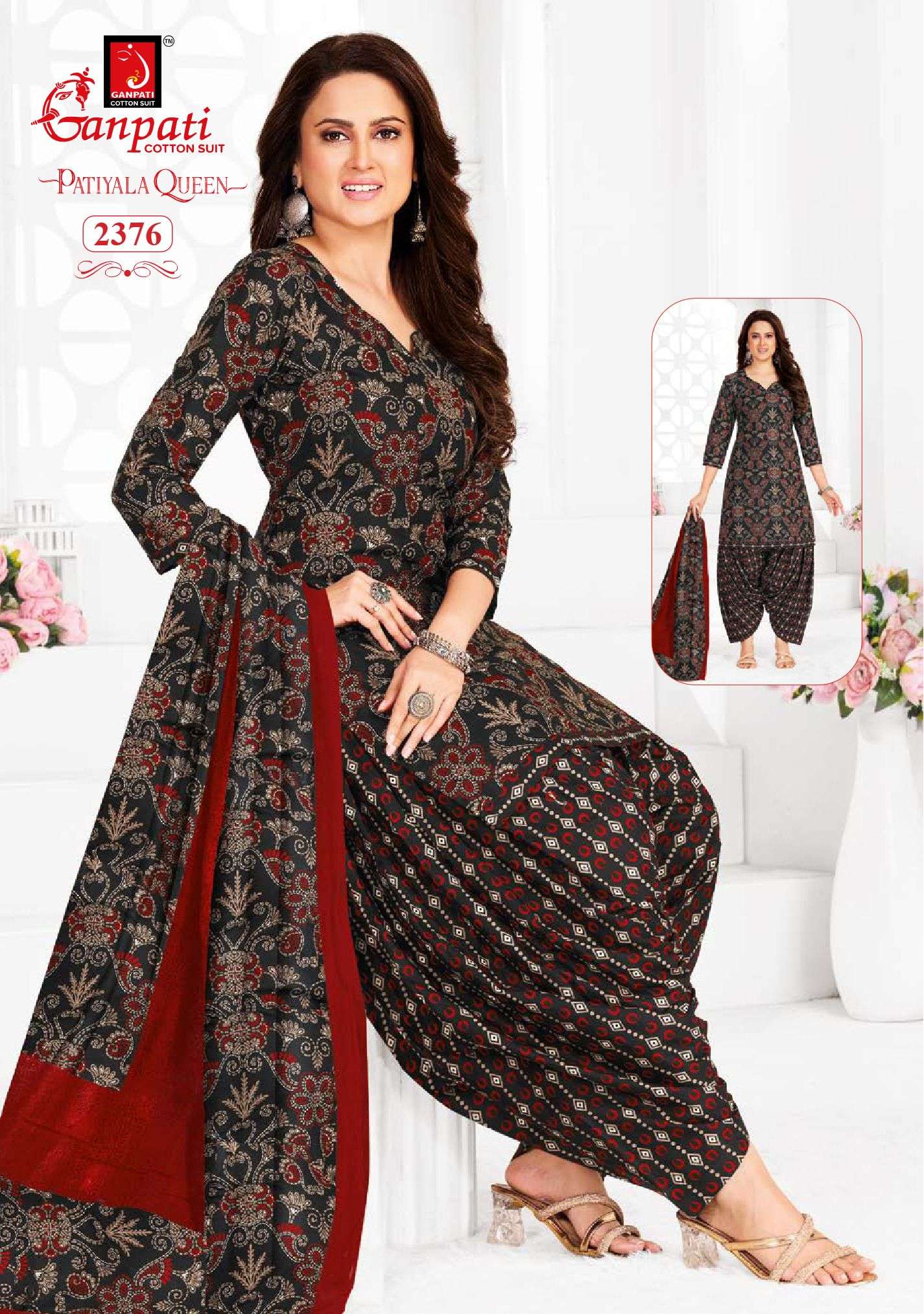 Ganpati Patiyala Queen Vol-12 series 2366 to 2380 Heavy Cotton Printed salwar kameez in wholesale surat