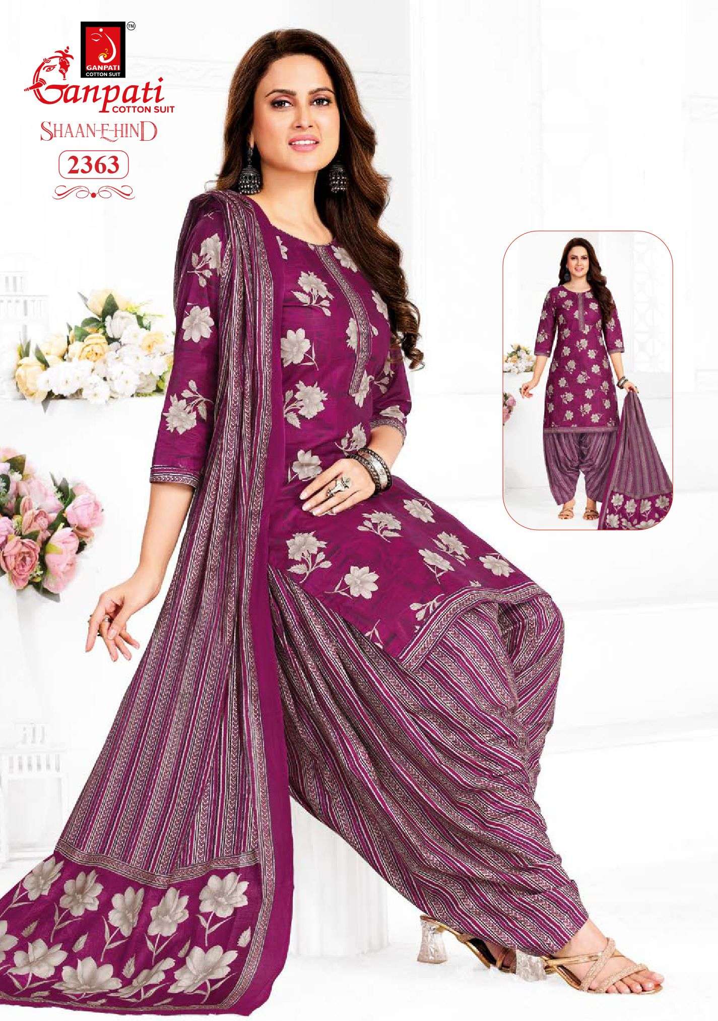 Ganpati Shaan E Hind Vol-12 series 2351 to 2365 Heavy Cotton Printed salwar kameez in wholesale surat