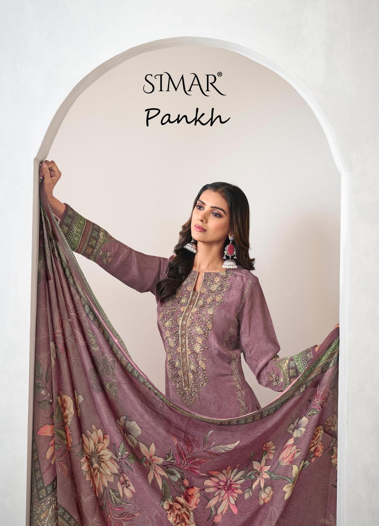 glossy simar pankh series 8045A to 8045D hit design natural crape suits in wholesale surat
