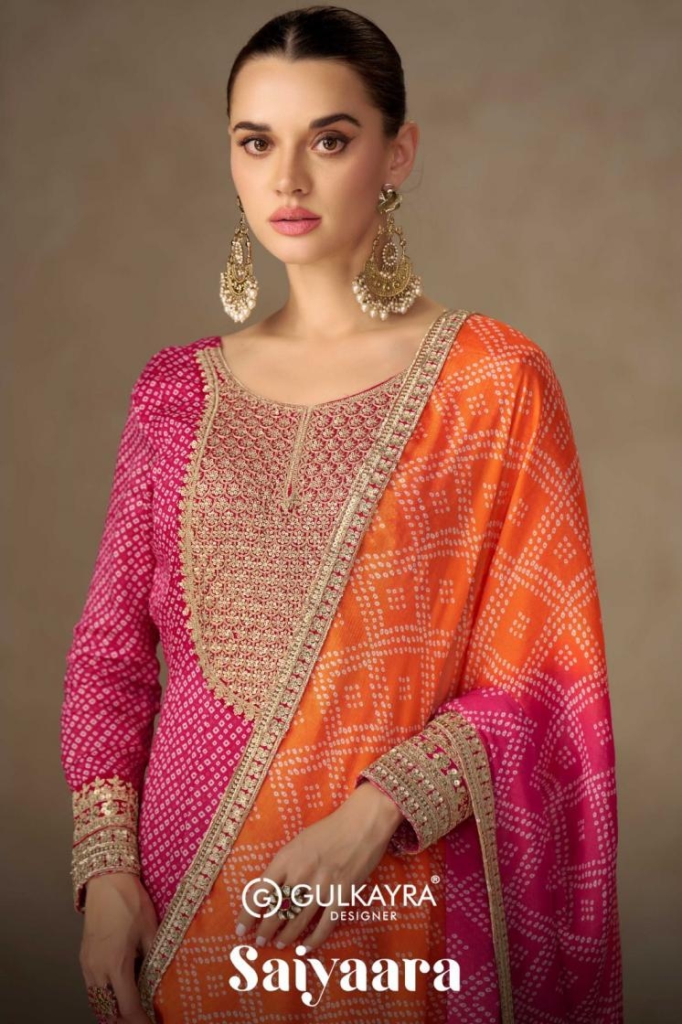 gulkayra designer saiyaara series 7508A to 7508D readymade chinon anarkali gown with dupatta in wholeslae surat