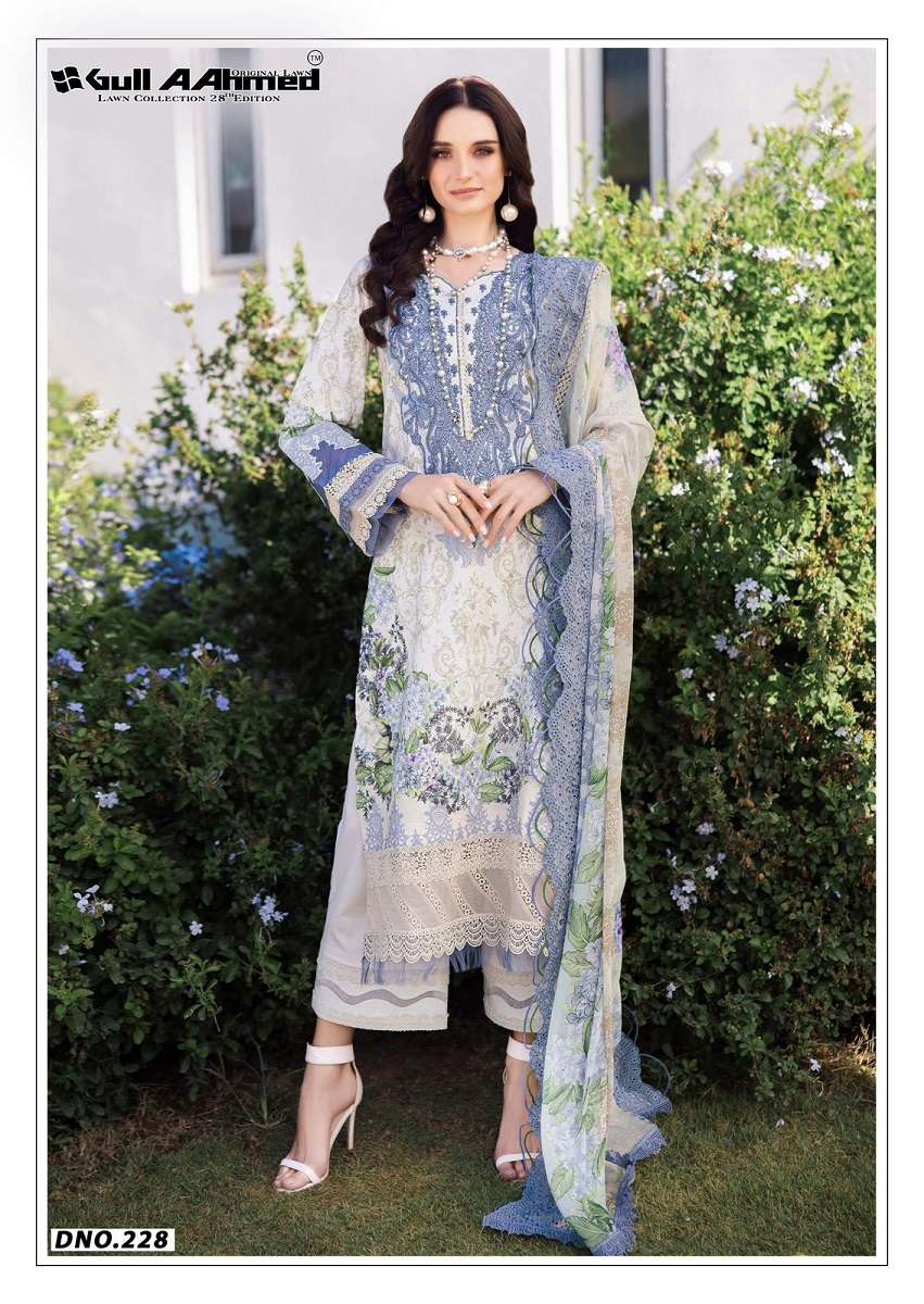 GullAhmed Lawn Vol-28 series 227 ot 232 Pure Lawn Cotton Printed Karachi style salwar kameez in wholesale surat