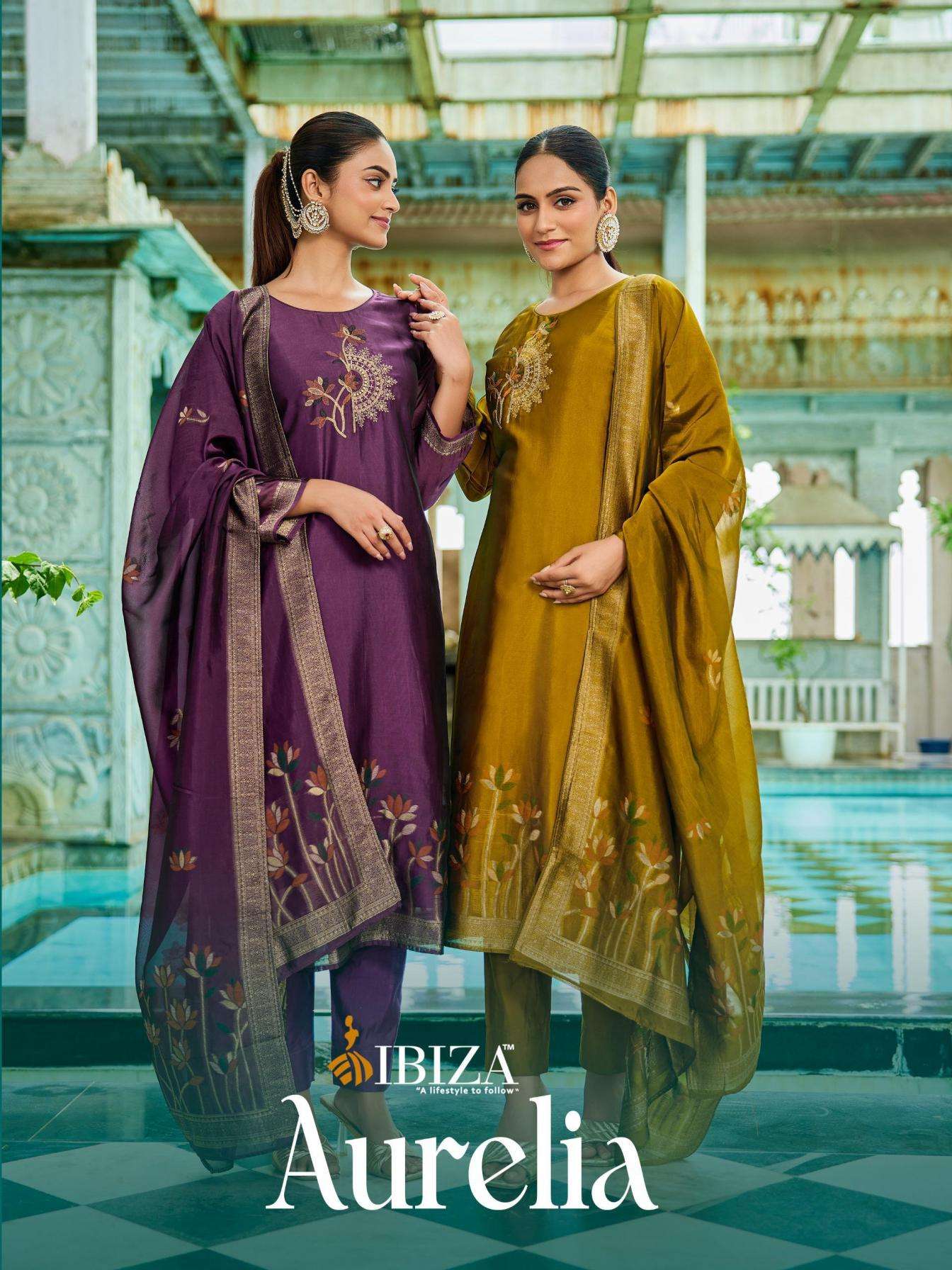 ibiza aurelia series 16050 to 16053 banglory silk jacquard stylish salwar kameez in wholesale surat