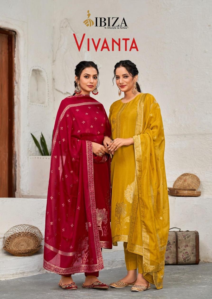 ibiza vivanta series 1331 to 1334 banglory silk jacquard stylish salwar kameez in wholesale surat