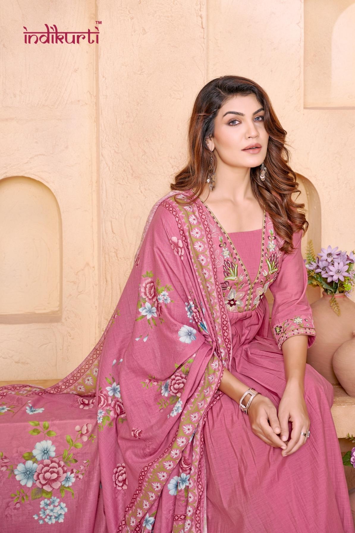 indikurti ziya mul chanderi readymade combo suit set in wholesale surat