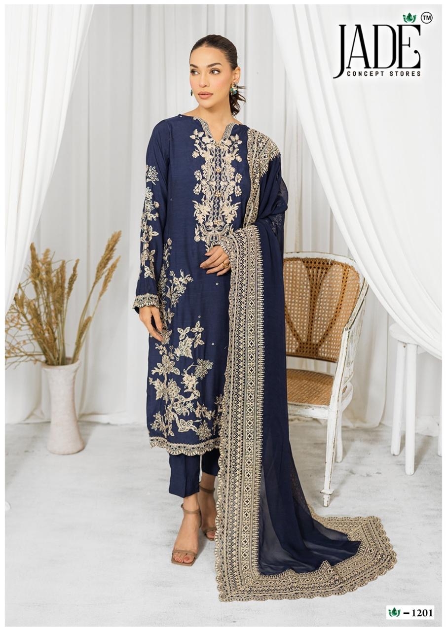 Jade Crimson Vol-12 series 1201 to 1206 Pure Heavy Lawn Cotton Print Karachi salwar kameez in wholesale surat