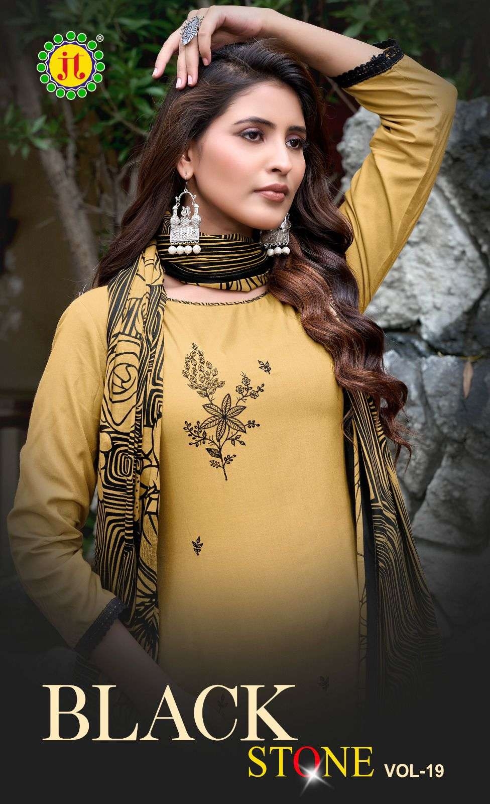 Jt Black Stone Vol 19 series 19001 to 19005 Rayon Fabric Unstitch Suit in wholesale surat