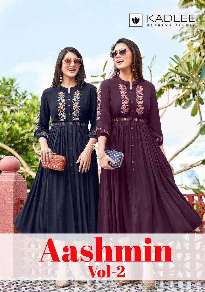 kadlee aashmin vol 2 series 1007 to 1012 wrinkle rayon readymade western long kurtis in wholesale surat