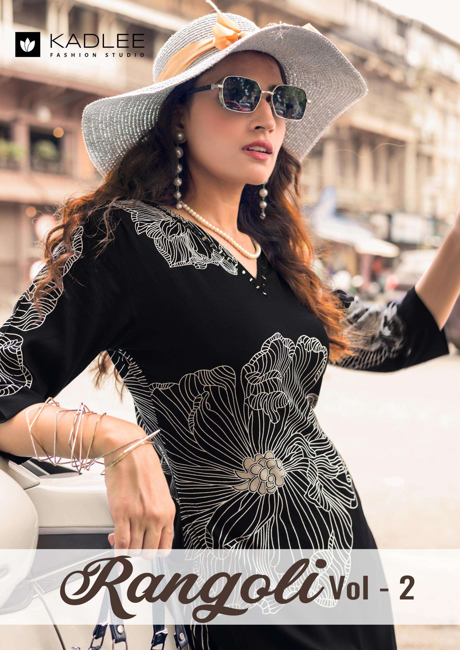 kadlee rangoli vol 2 series 4007 to 4012 rayon readymade unique kurti with pant in wholesale surat