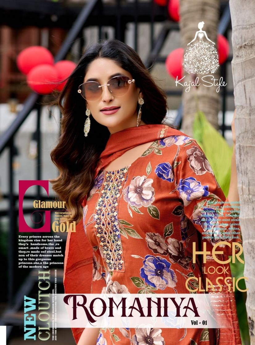 kajal romaniya vol 1 series 1001 to 1008 style vertican readymade big size salwar suits in wholesale surat