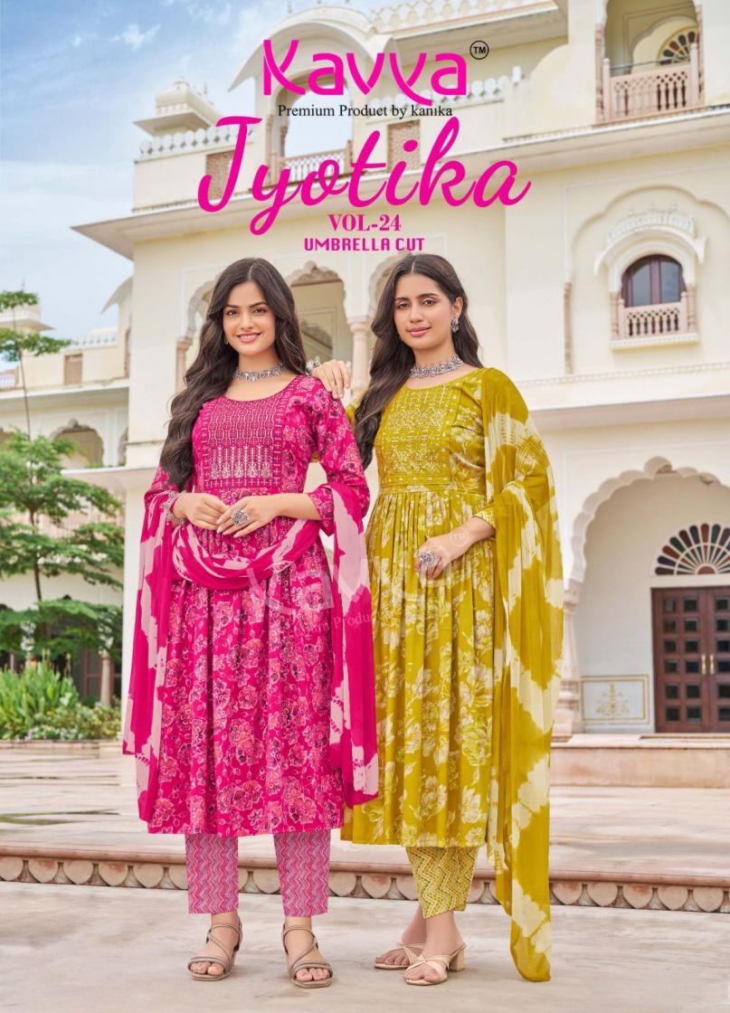 kavya jyotika vol 24 series 24001 to 24010 capsule print readymade unique suit in wholesale surat