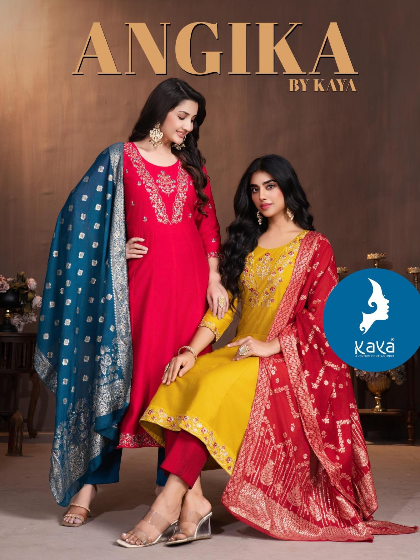 kaya angika series 01 to 06 gadhwal silk anarkali readymade plus size suit in wholesale surat