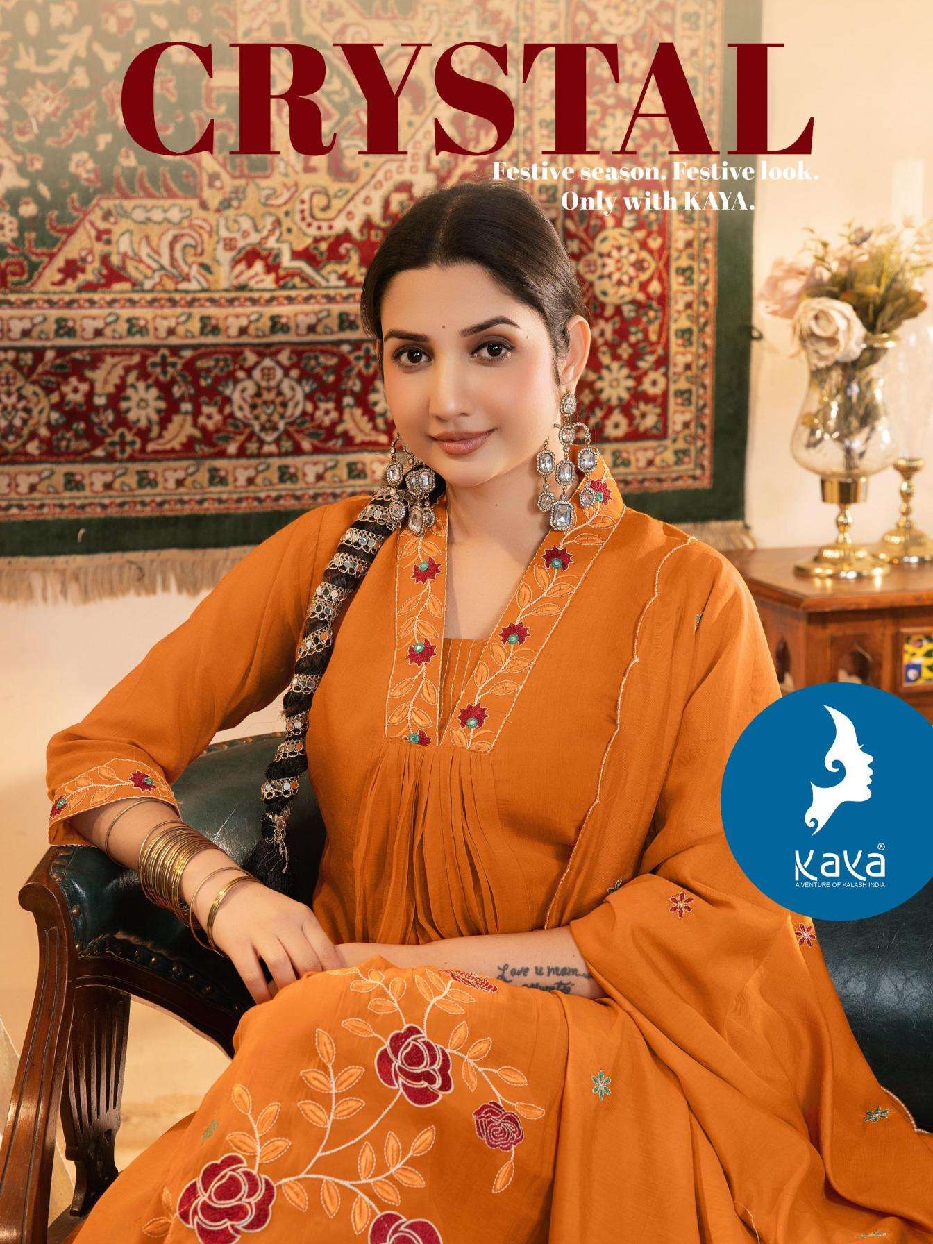 kaya crystal series 01 to 06 readymade anarkali mul chanderi plus size suit in wholesale surat